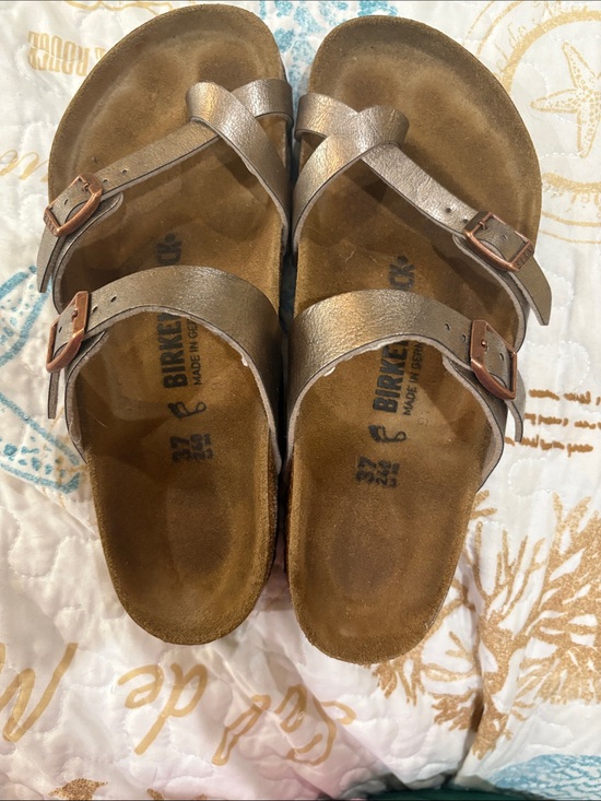 Birkenstock Shoes - Birkenstock Women's Bronze Metallic Double-Strap Sandals